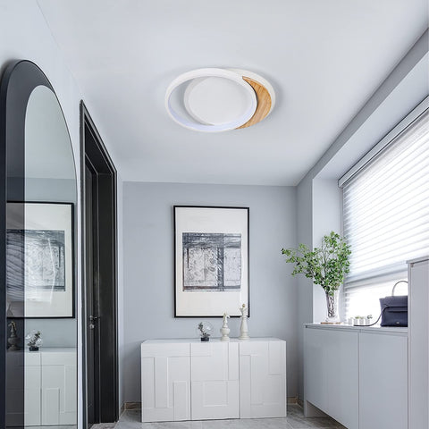 Nowoczesna lampa sufitowa LED, nowoczesna lampa sufitowa 28W, Ø30CM * 5CM okrągła drewniana oprawa oświetleniowa Lampa sufitowa LED do sypialni, kuchni, przedpokoju, wejścia, chłodne białe światło, 6000K