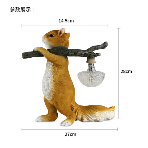 Lampa biurkowa, kreatywna lampka nocna LED z żywicy w kształcie wiewiórki zwierzęcej