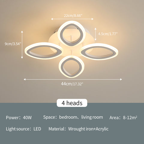 Nowoczesna ściemnialna lampa sufitowa LED 40 W, lampa sufitowa w kształcie kwiatu, żyrandol z płatków metalu akrylowego z pilotem Nadaje się do sypialni, schodów, korytarzy, balkonów i przejść (4 lampy)