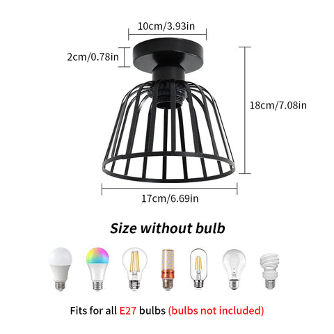 Metalowa lampa sufitowa w stylu retro, lampa sufitowa w stylu vintage, oświetlenie sufitowe E27, do przedpokoju, salonu, sypialni, kawiarni, restauracji, pokoju (żarówka nie jest dołączona)