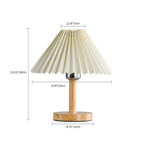 Lampa biurkowa, drewniana plisowana lampa stołowa E27, mini kreatywne oświetlenie nastrojowe do sypialni