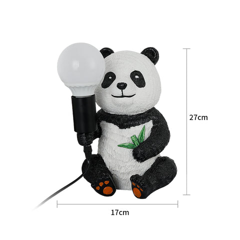Designerskie lampy stołowe z żywicy Panda, nowoczesna kreatywna lampka nocna z przewodem wtykowym, lampa biurkowa LED Animal