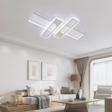 Plafoniera Lampadario LED Dimmerabile with Telecomando, Moderna Lampada Da Soffitto Quadrata A 3 Strati 50W Acrilico Montaggio A Incasso Plafoniere for Sala da Pranzo Soggiorno Cucina Officio