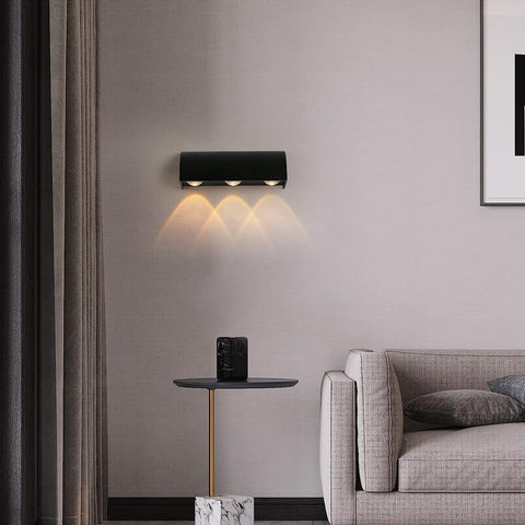 Zewnętrzna lampa ścienna LED kinkiet ciepły biały 3000K wodoodporny IP65 do korytarza wejściowego dziedziniec ogród taras balkon garaż czarny