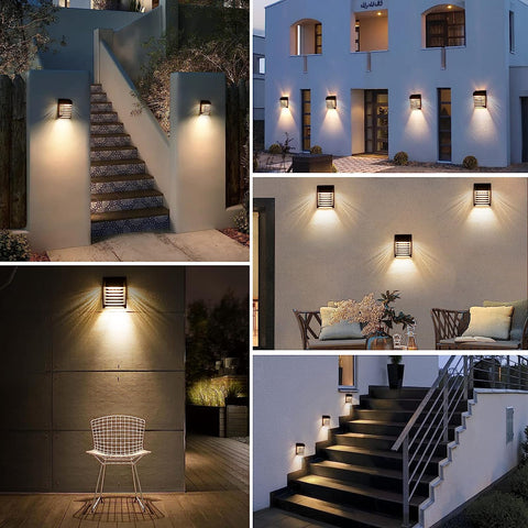 2 szt. Lampa ścienna na energię słoneczną Zewnętrzna lampa ścienna LED na dziedziniec Ogród Korytarz Taras Ścieżka Ścienna Patio Willa