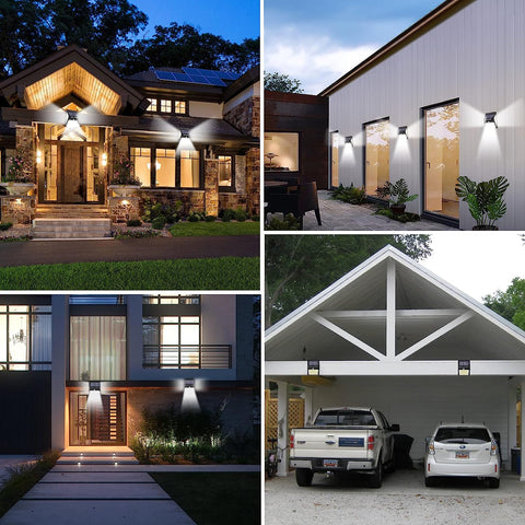 4 szt. Lampa ścienna na energię słoneczną na zewnątrz 220 LED czujnik ruchu kinkiet LED na dziedziniec ogród korytarz taras blisko ściany ścieżka Patio willa