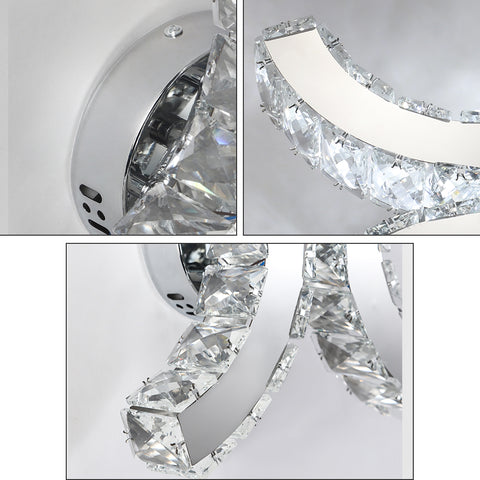 Kryształowa lampa ścienna, kinkiet wewnętrzny LED, 12W chłodne białe światło 6000K Double C Design, nowoczesna dekoracja ścienna oprawa oświetleniowa do salonu sypialnia przedpokój łazienka