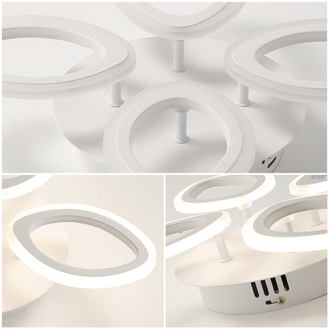 Nowoczesna ściemnialna lampa sufitowa LED 40 W, lampa sufitowa w kształcie kwiatu, żyrandol z płatków metalu akrylowego z pilotem Nadaje się do sypialni, schodów, korytarzy, balkonów i przejść (4 lampy)