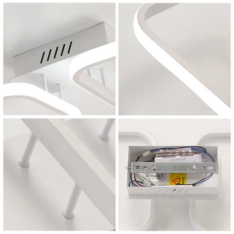 Nowoczesna lampa sufitowa LED, 2 białe kwadratowe lampy sufitowe do kuchni, sypialni, przedpokoju, 32W średnica 50 cm