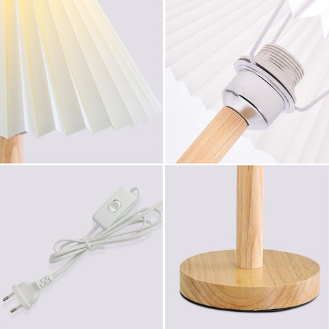 Lampa biurkowa, drewniana plisowana lampa stołowa E27, mini kreatywne oświetlenie nastrojowe do sypialni