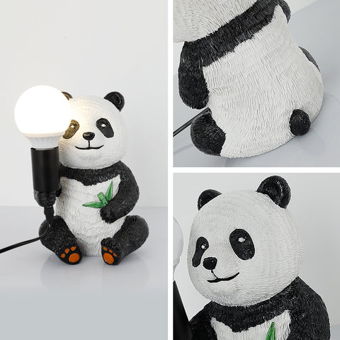 Designerskie lampy stołowe z żywicy Panda, nowoczesna kreatywna lampka nocna z przewodem wtykowym, lampa biurkowa LED Animal