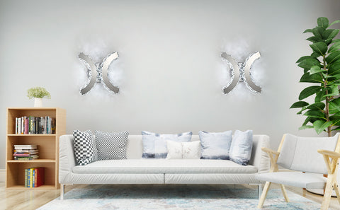 Kryształowa lampa ścienna, kinkiet wewnętrzny LED, 12W chłodne białe światło 6000K Double C Design, nowoczesna dekoracja ścienna oprawa oświetleniowa do salonu sypialnia przedpokój łazienka