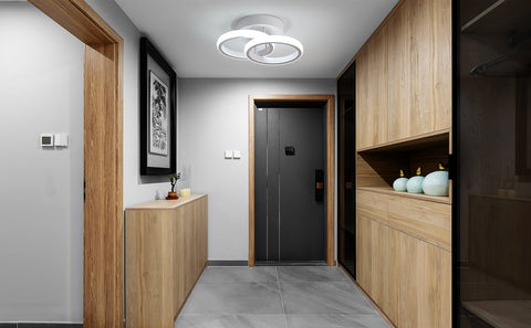 Lampa sufitowa LED, designerskie pierścieniowe lampy sufitowe, 2 zintegrowane panele LED, 19W, 6500K zimne białe światło