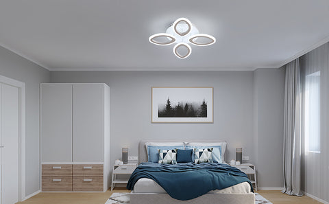 Nowoczesna ściemnialna lampa sufitowa LED 40 W, lampa sufitowa w kształcie kwiatu, żyrandol z płatków metalu akrylowego z pilotem Nadaje się do sypialni, schodów, korytarzy, balkonów i przejść (4 lampy)