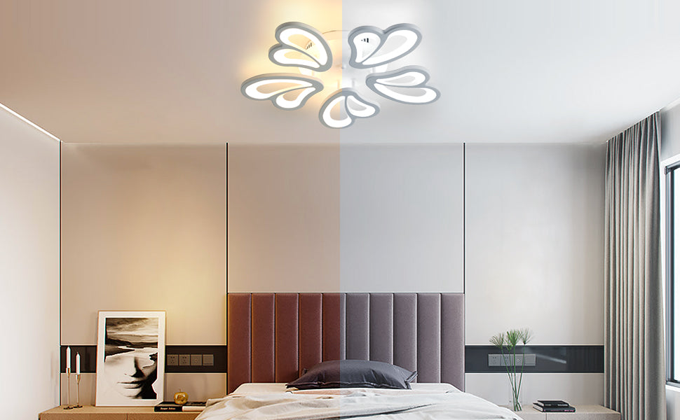 Plafonnier LED, 39W Lustre Créatif Forme De Fleur，luminaire salon