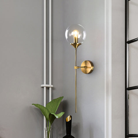 Nordycki współczesny szklany kinkiet E14 złoty LED ściana tła światło do kuchni łazienka oświetlenie wewnętrzne oprawa Home Decor (bursztynowy)