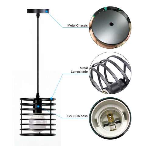 Nowoczesna żelazna lampa wisząca z klatką Metalowa lampa wisząca Oprawa oświetlenia wewnętrznego 220V
