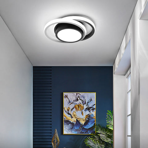 Nowoczesna lampa sufitowa LED, lampa sufitowa z 2 pierścieniami 21 W, biała akrylowa metalowa lampa sufitowa do salonu, gabinet 4500 K