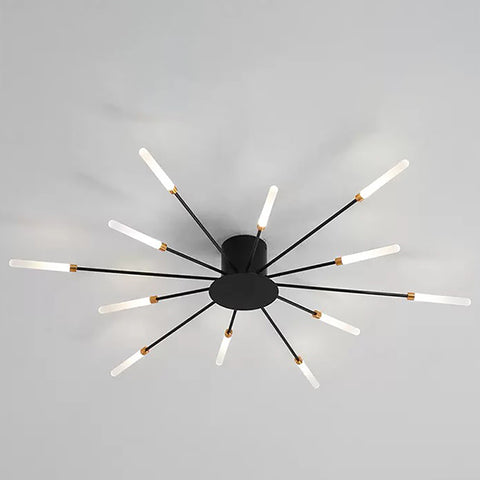 Lampa sufitowa LED Nowoczesna lampa w kształcie fajerwerków Kreatywny szykowny żyrandol wiszący Kryty prosty salon, czarny