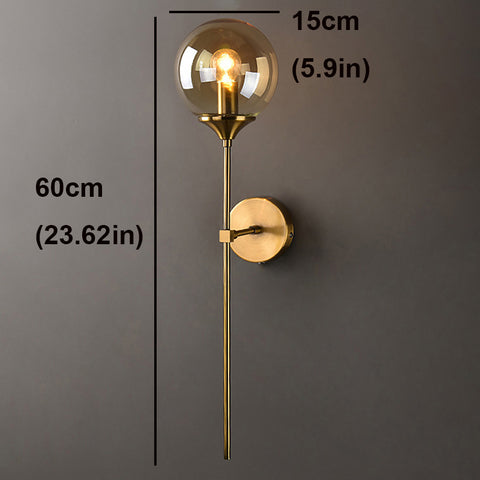 Nordycki współczesny szklany kinkiet E14 złoty LED ściana tła światło do kuchni łazienka oświetlenie wewnętrzne oprawa Home Decor (bursztynowy)