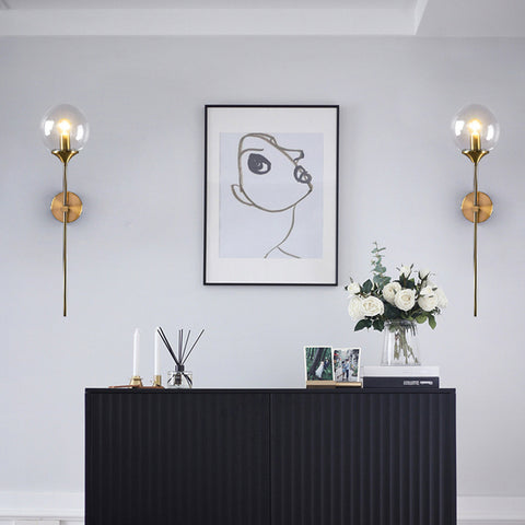 Nordycki współczesny szklany kinkiet E14 złoty LED ściana tła światło do kuchni łazienka oświetlenie wewnętrzne oprawa Home Decor (bursztynowy)