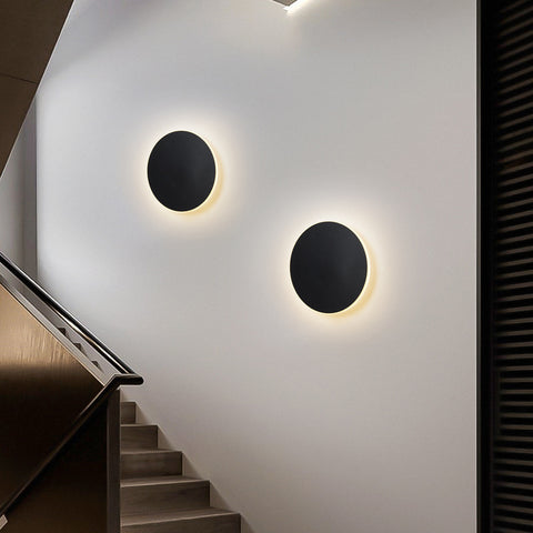 Lampa ścienna LED Przełącznik dotykowy Oświetlenie wewnętrzne do sypialni Salon Okrągłe nocne oświetlenie schodów Czarna dekoracja