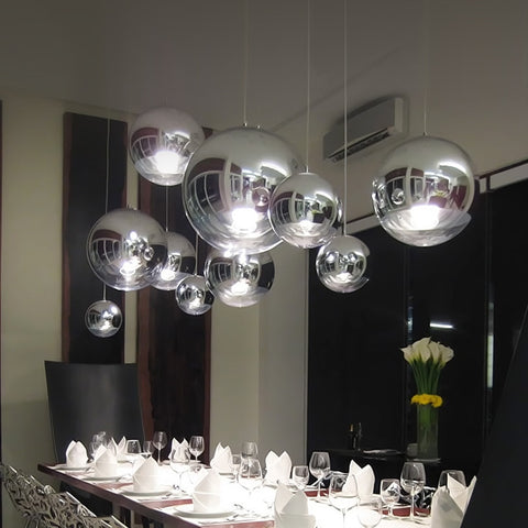 Nowoczesna srebrna szklana kula wisząca lampa sufitowa żyrandol salon sypialnia jadalnia kuchnia oświetlenie domu oprawa wisząca