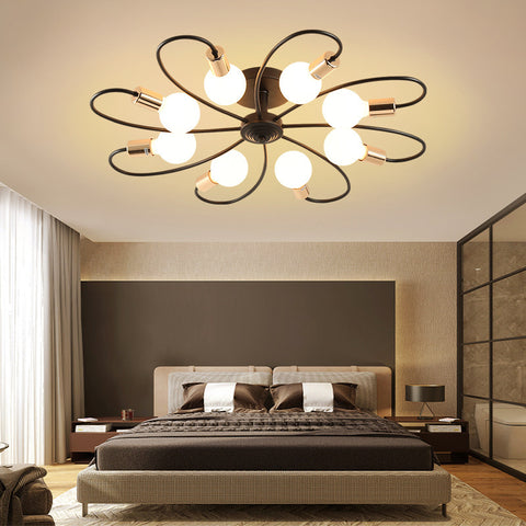 Moderne Plafonnier, Créatif Lampe Plafond, Métal Noir or E27 