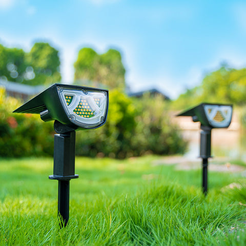 Solarna lampa ogrodowa z czujnikiem ruchu, lampy solarne na zewnątrz, wodoodporny kinkiet zewnętrzny IP65, super jasna lampa słoneczna 43LED 650 lm, opakowanie 2 szt.