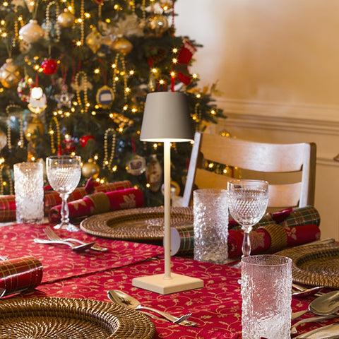 Lampa stołowa przenośna akumulatorowa nowoczesna lampka nocna ciepła biel 3000K do jadalni sypialnia Camping balkon na zewnątrz szary