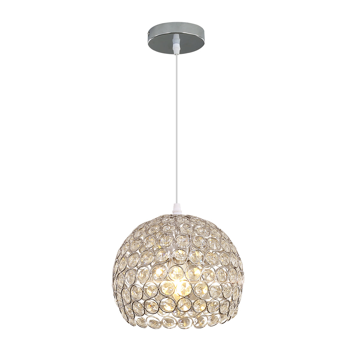 Lustre en Cristal Moderne Lustre Moderne Suspension E27 Chromé Suspension Luminaire Avec 120CM Câble Réglable Convient pour Cuisine, Chambre, Bureau, Salon (Ampoule Non incluse)