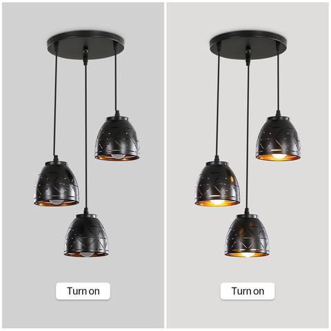 3 lampy wiszące w stylu retro, przemysłowy pusty rzeźbiony żyrandol, metalowa lampa sufitowa E27 w stylu vintage, oświetlenie do salonu kuchnia korytarz restauracja loft kawiarnia bar