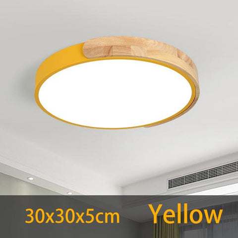 Lampa sufitowa LED, 24W Nowoczesna drewniana lampa sufitowa Okrągła Zimna biel 6000K Ø30*5CM Sypialnia, kuchnia, pokój dzienny, balkon i korytarz