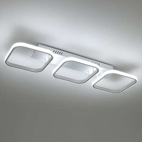 Plafonnier LED 45W, Plafonnier Géométrique Simple, Plafonnier Créatif Carré en Métal